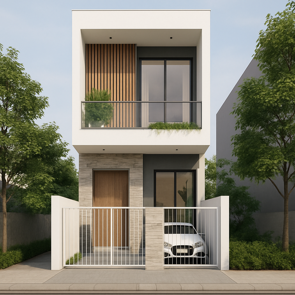 Thiết kế ngoại thất hiện đại của mẫu nhà 2 tầng 4x20m