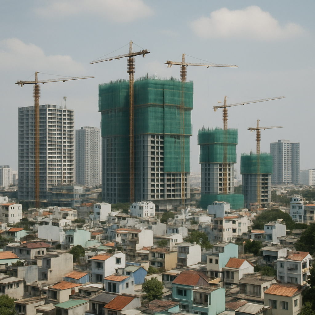 Bình Thạnh district skyline with construction sites