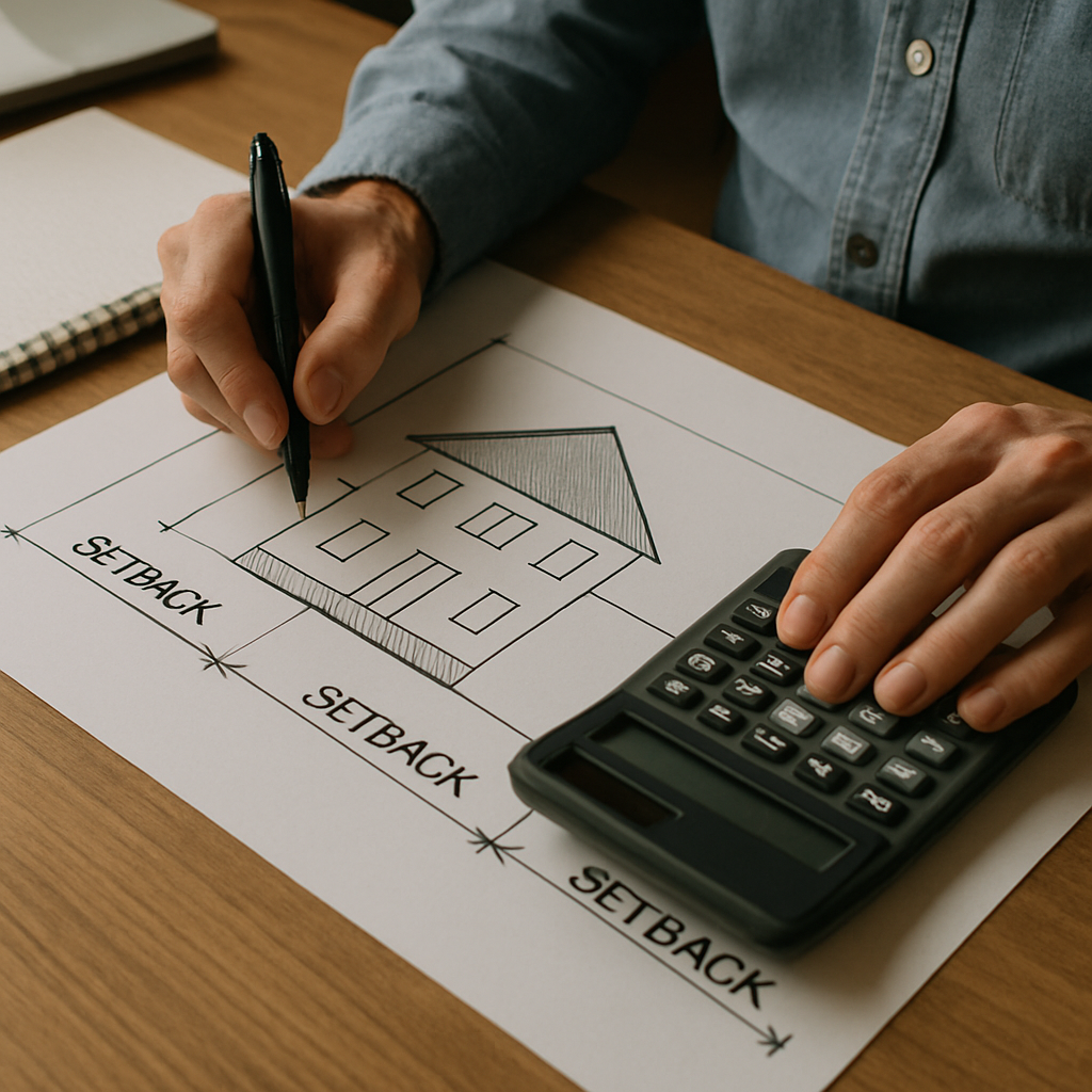 An architect calculating building setbacks