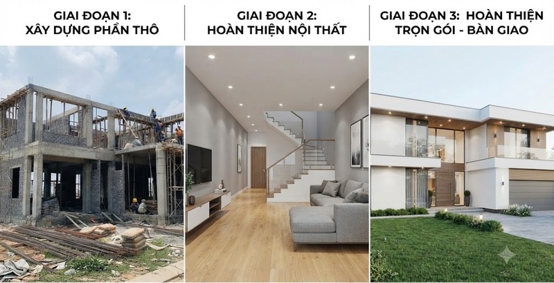 Phân biệt xây hoàn thiện khác gì phần thô và xây nhà trọn gói