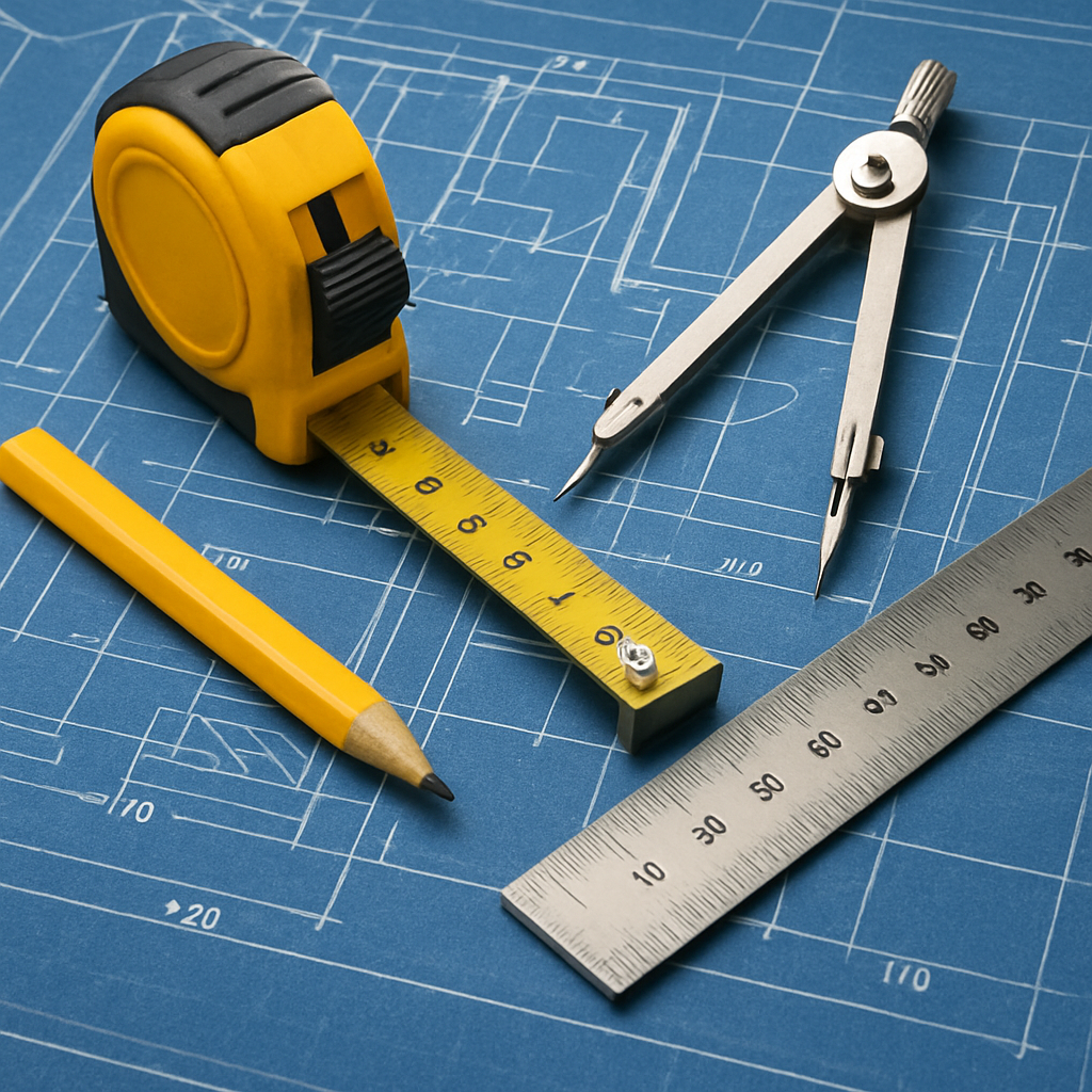Blueprints and construction tools