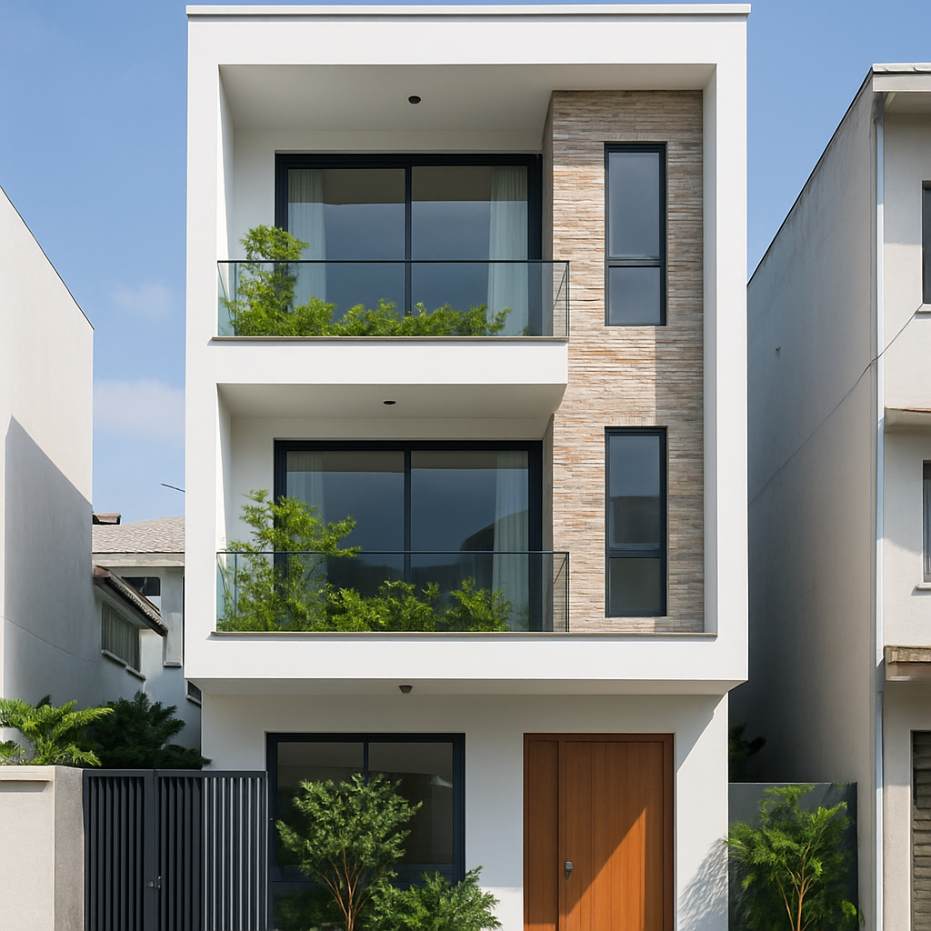 Mặt tiền nhà 3 tầng hiện đại