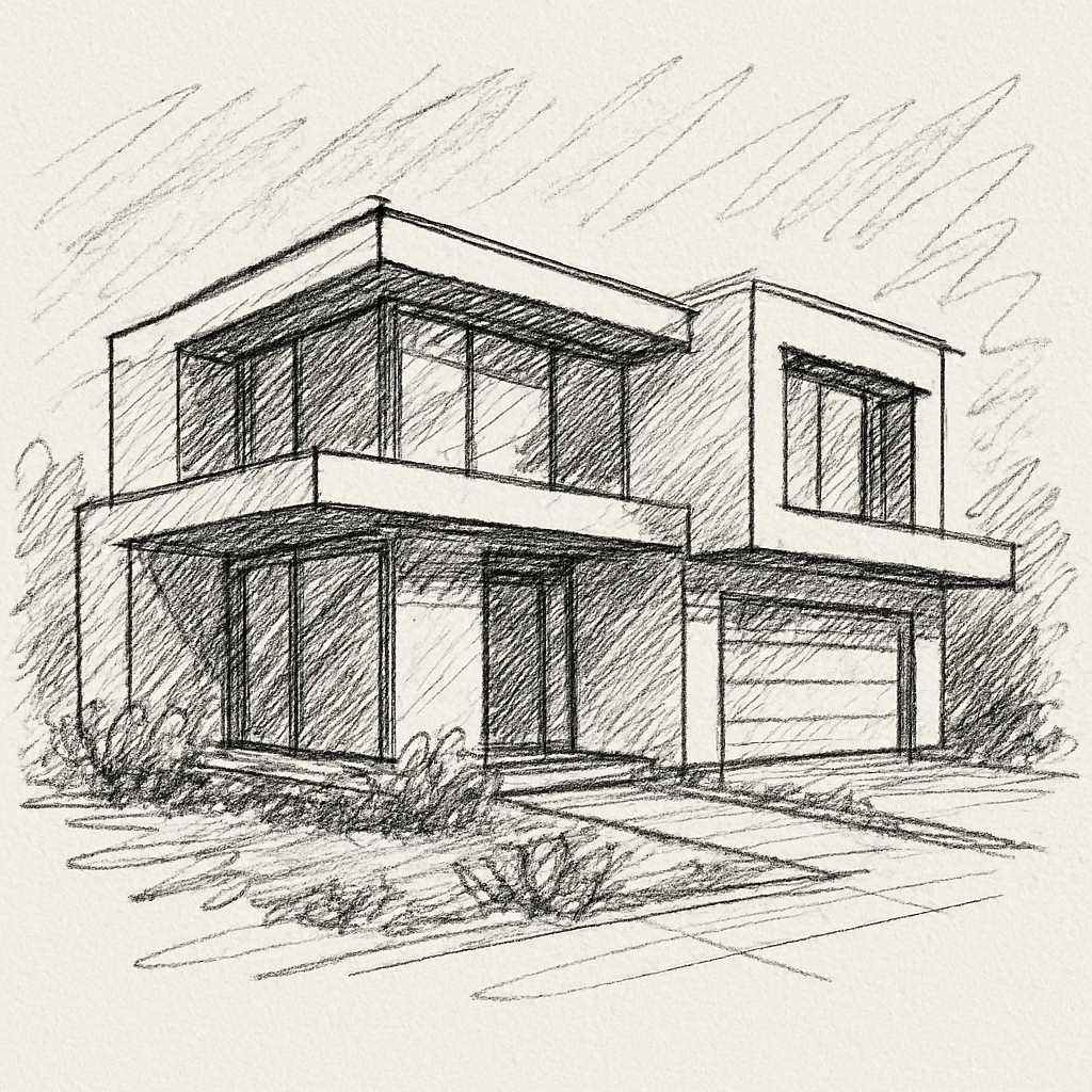Modern house design sketch