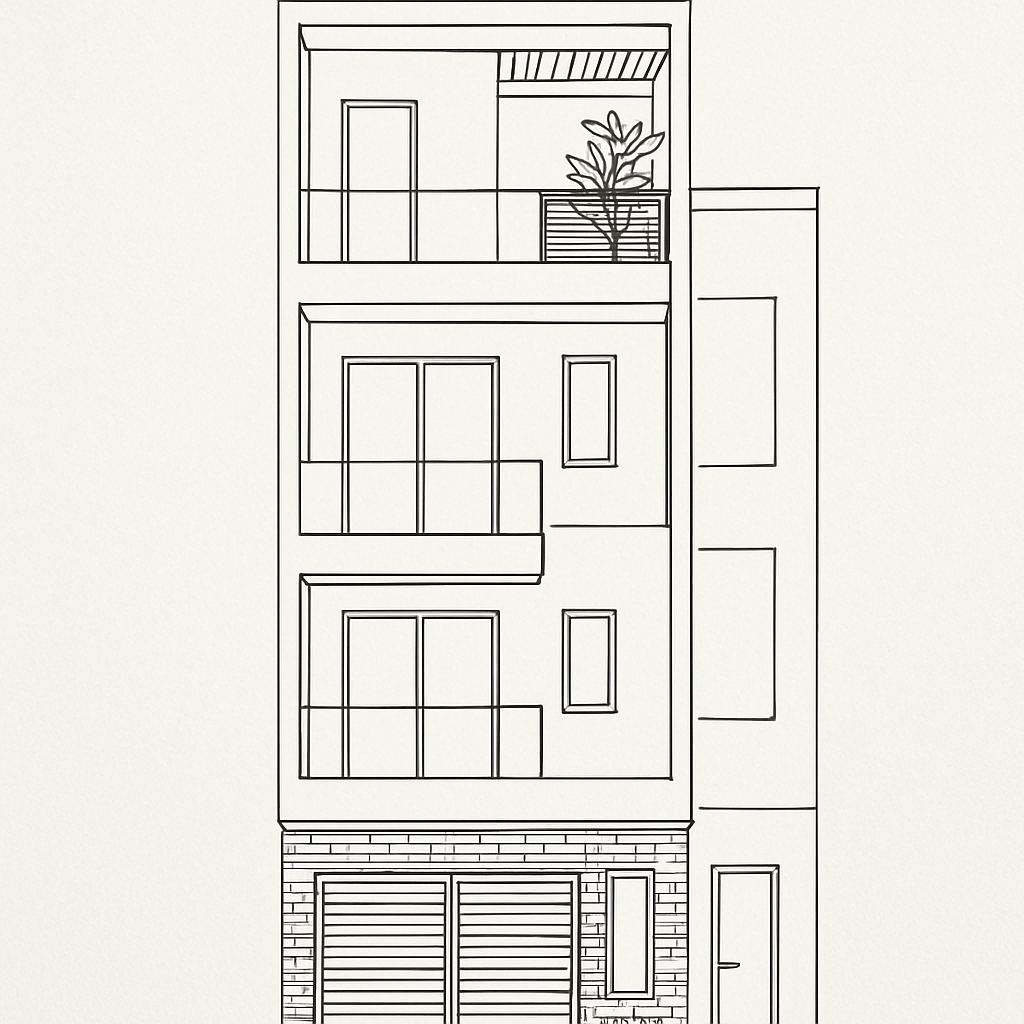 Bản vẽ kiến trúc nhà phố hiện đại tại Bình Thạnh