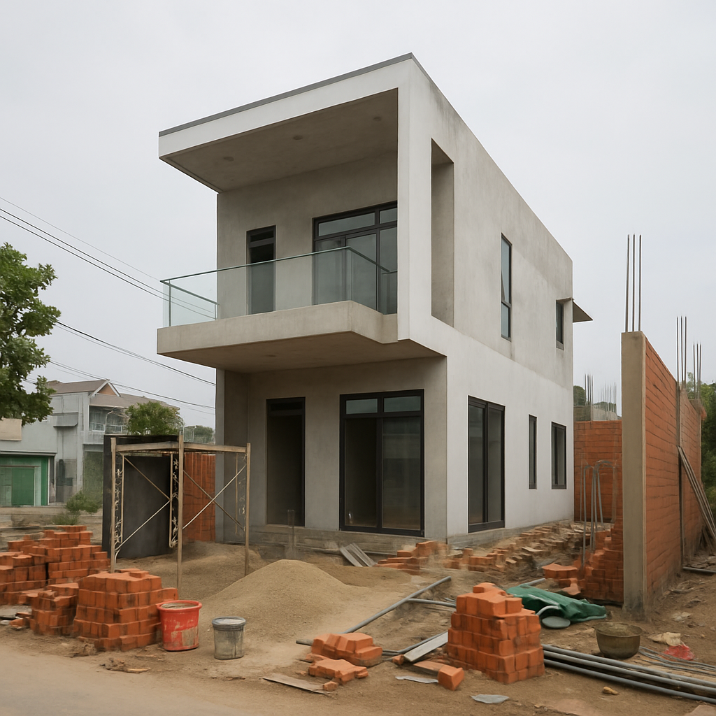 Modern house construction site in Binh Duong