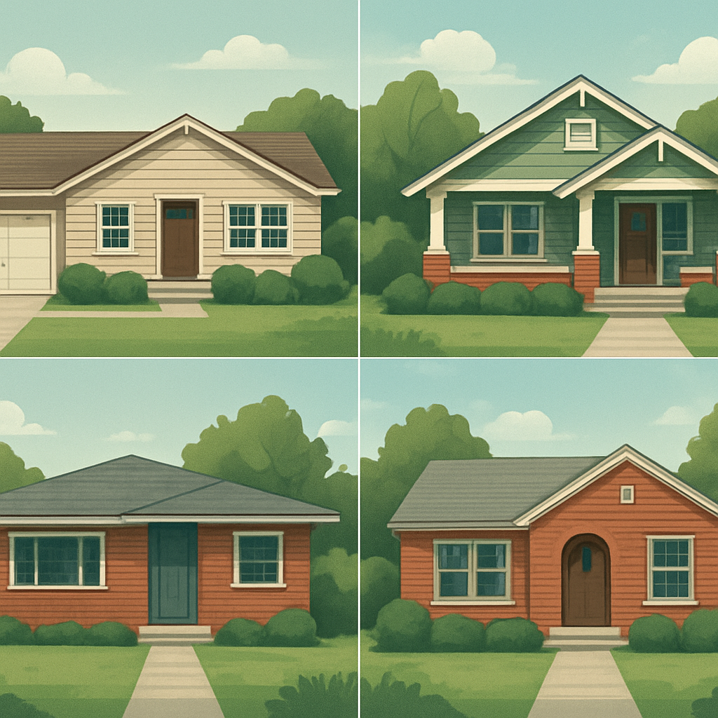 Various single-story house styles