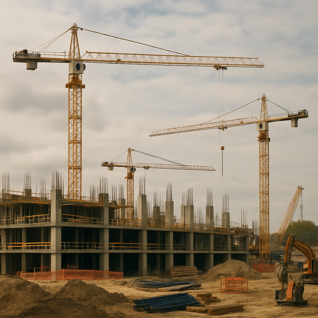 Construction site with cranes