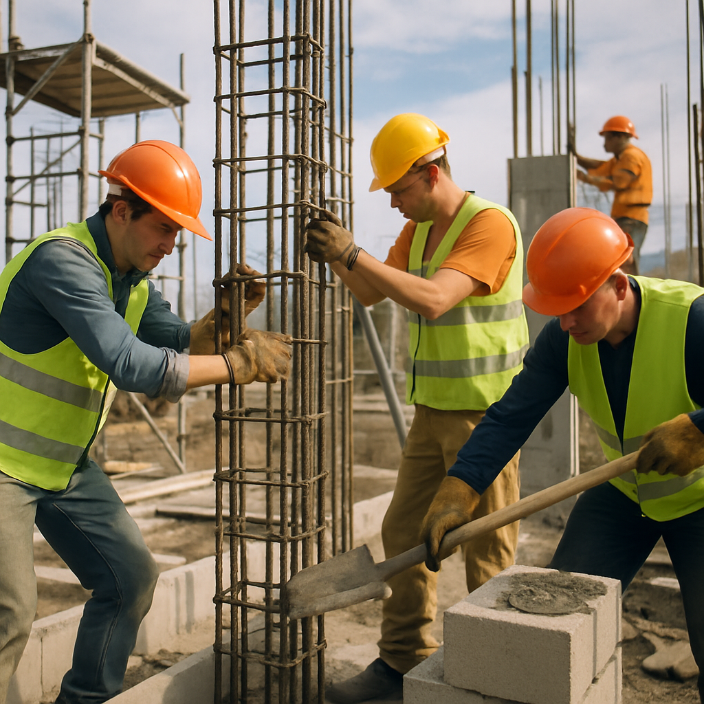 Hình ảnh công nhân xây dựng đang làm việc