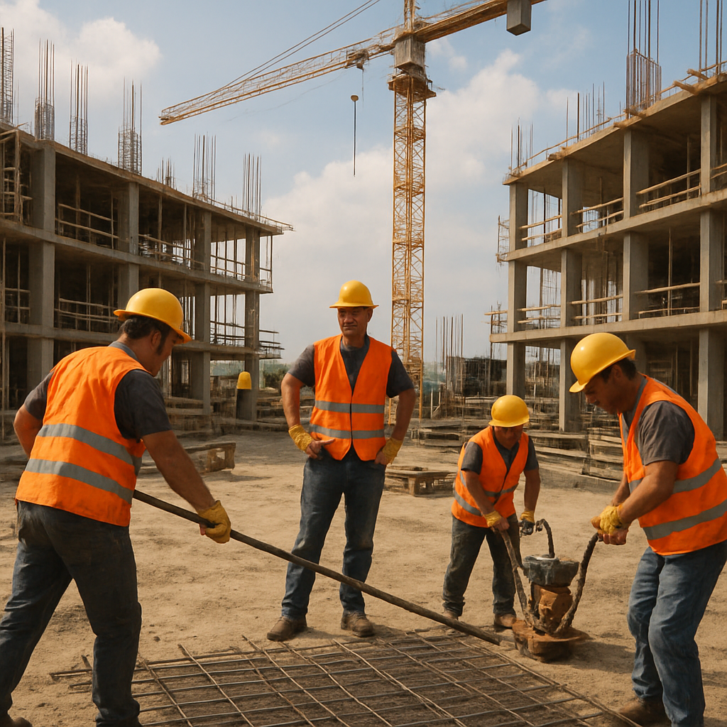 Construction site with workers