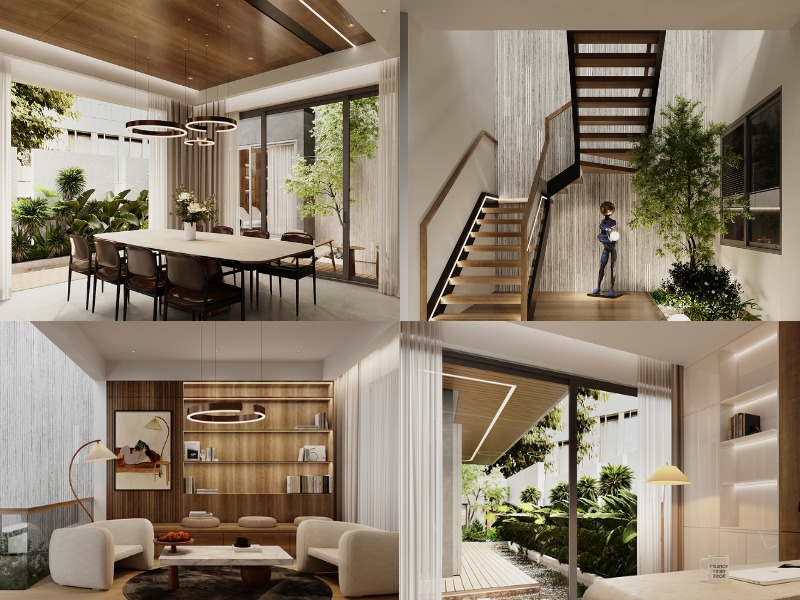 Không gian Modern Tropical tinh tế, tone màu nội ấm cúng, sang trọng