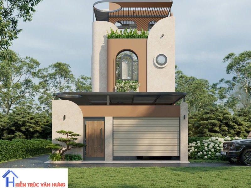 Mẫu nhà ở 1 trệt 1 lầu với phong cách thiết kế đầy nghệ thuật