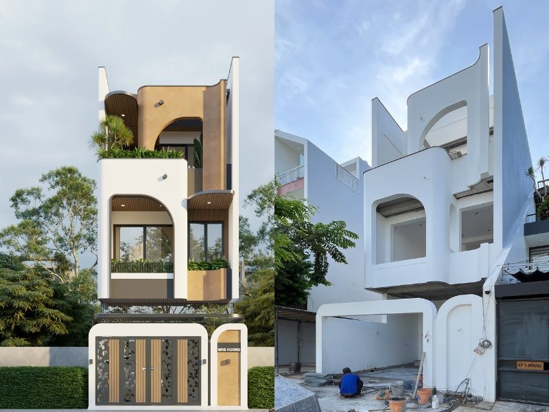 Trước và sau khi hoàn thiện nhà ở 2 tầng