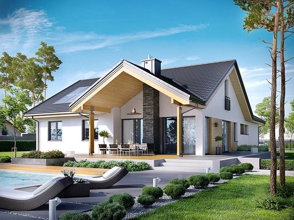 Biệt thự vườn 1 tầng gồm một sàn, có sân vườn rộng bao quanh