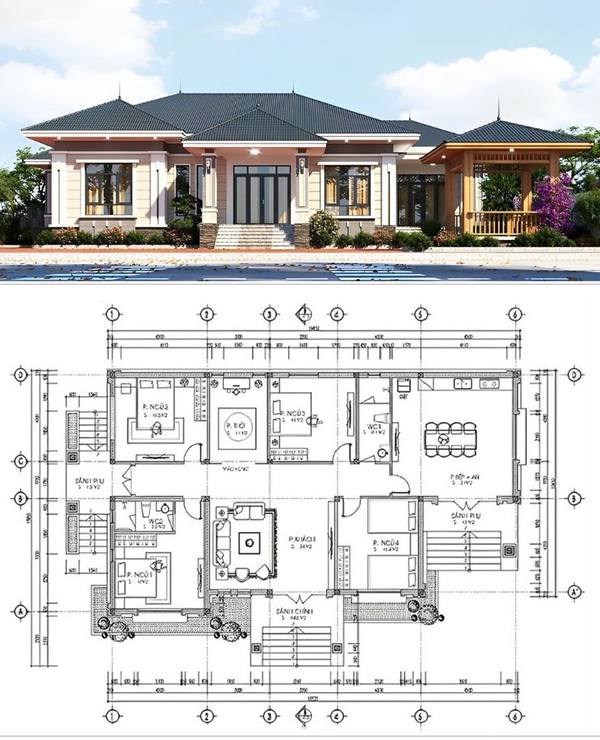 Mẫu biệt thự vườn 1 tầng mái Nhật tinh tế, hiện đại