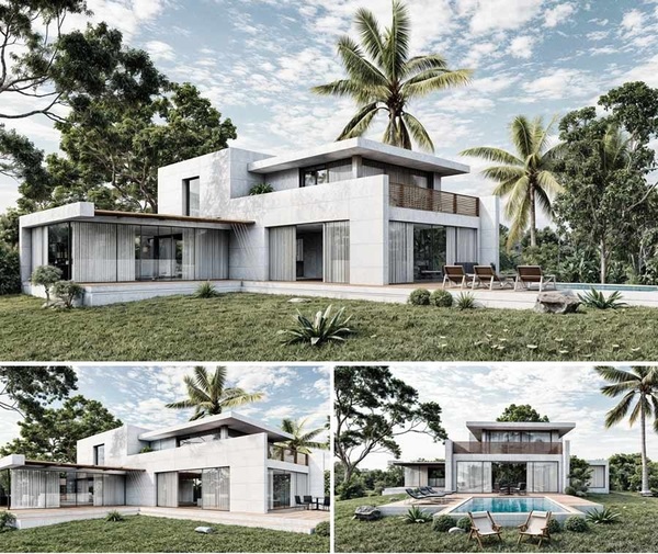 Mẫu biệt thự 1 tầng hiện đại có bể bơi