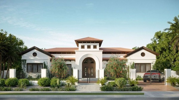 Mẫu biệt thự vườn 1 tầng Địa Trung Hải mái đỏ