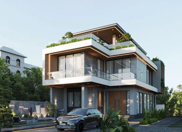 Biệt thự 3 tầng 4 phòng ngủ với không gian sống hiện đại với bố cục khoa học