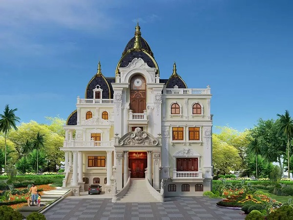 Mẫu 2: Thiết kế nhà mái chóp cao vút, đường nét mềm mại và đẳng cấp