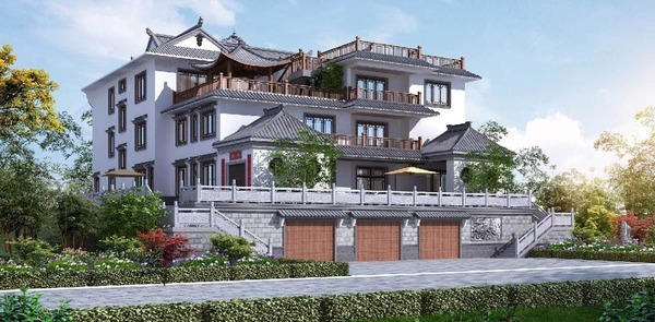 Mẫu 1: Biệt thự cao tầng phong cách Trung Hoa, kiến trúc mạnh mẽ cuốn hút