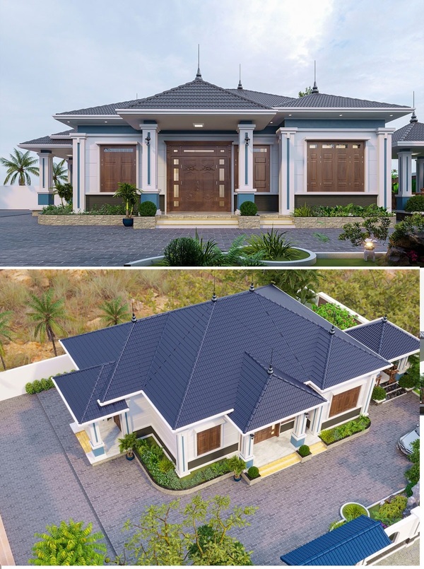 Biệt thự vườn 1 tầng 4 phòng ngủ rộng rãi cho gia đình đông người