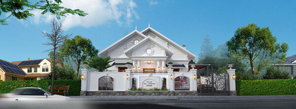 Mẫu 2: Mẫu biệt thự mái Thái 1 tầng 300m2 rộng rãi đẹp tiện nghi hiện đại