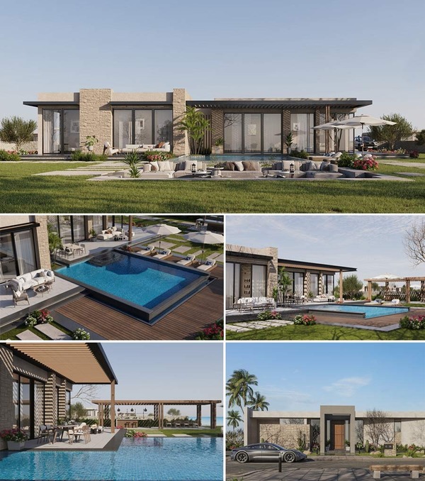 Mẫu biệt thự 1 tầng hiện đại 300m2 nhà vườn