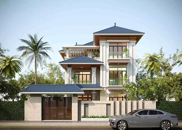 Mẫu 1: Mẫu villa mái Nhật phong cách châu Âu nhẹ nhàng, hiện đại