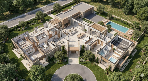 Mẫu mặt bằng biệt thự 1 tầng trên 200m²