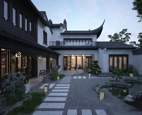 Mẫu 1: Biệt thự Trung Hoa sân vườn rộng, thiết kế hài hòa và rất đẳng cấp