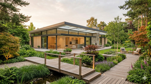 Biệt thự vườn 1 tầng có lối đi sân vườn độc đáo gắn kết thiên nhiên và nhà