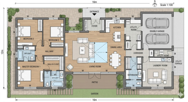 Nguyên tắc thiết kế mặt bằng biệt thự 1 tầng khoa học