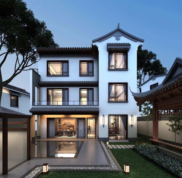 Mẫu 1: Biệt thự phố Trung Quốc đẹp, thiết kế tối ưu diện tích nhưng vẫn sang