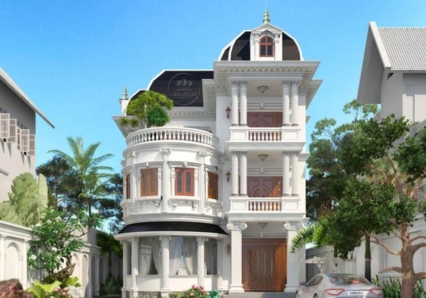 Mẫu nhà 3 tầng kiểu Pháp 6 phòng ngủ rộng rãi cho đại gia đình