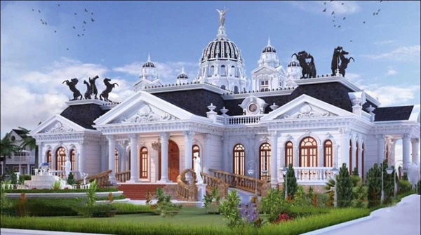 Mẫu 1: Mẫu biệt thự 1 tầng cổ điển hoa văn tinh xảo