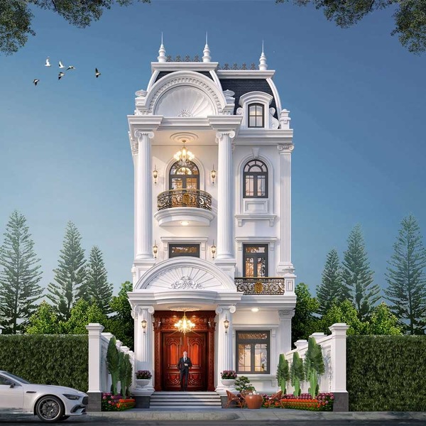 Mẫu biệt thự mini 3 tầng phong cách Pháp nhỏ gọn sang trọng