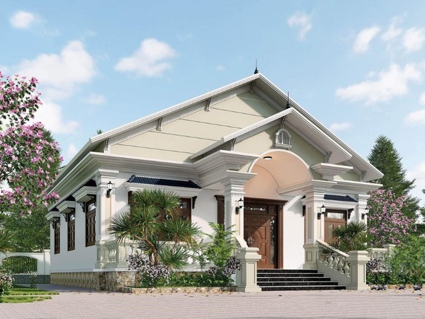 Mẫu 1: Mẫu biệt thự 1 tầng kiểu Pháp đẹp, lãng mạn