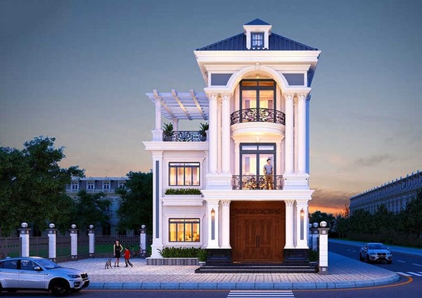 Biệt thự chữ L 3 tầng kiểu Pháp