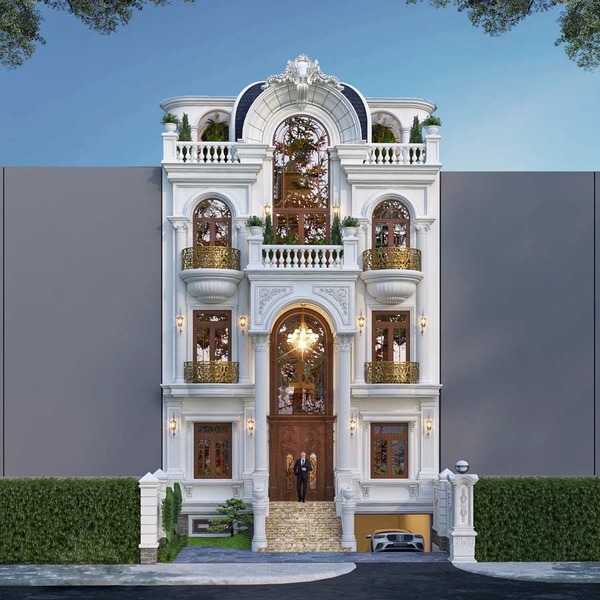 Mẫu biệt thự tân cổ điển 3 tầng kiểu Pháp có tầng hầm