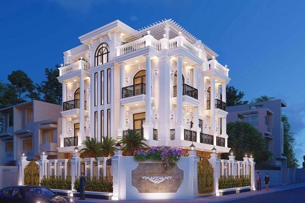 Mẫu biệt thự 3 tầng kiểu Pháp 2 mặt tiền