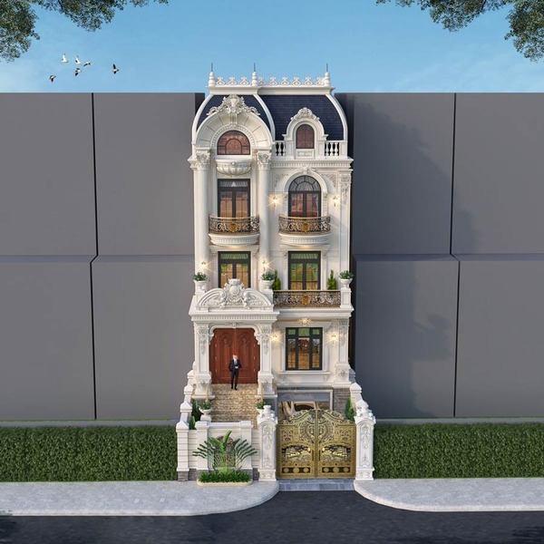 Mẫu biệt thự tân cổ điển 3 tầng 1 tum kiểu Pháp