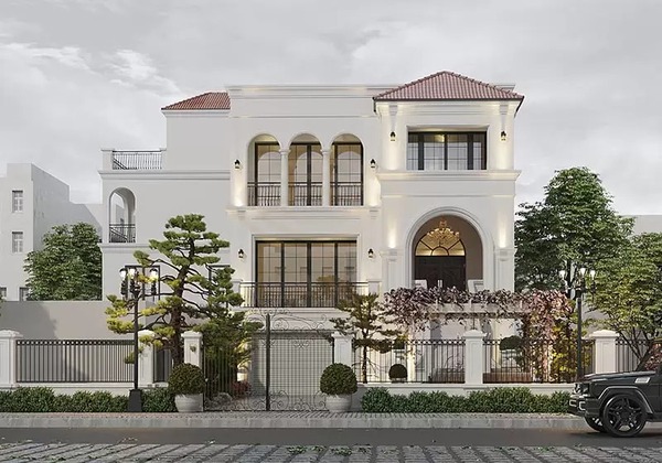 Biệt thự tân cổ điển 3 tầng kiểu Pháp có kiến trúc bề thế, cân đối