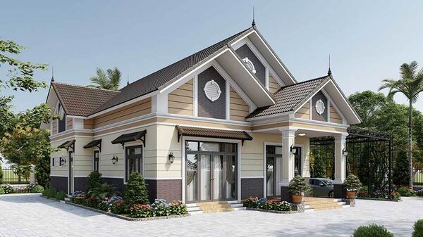 Biệt thự hiện đại có sân trước rộng