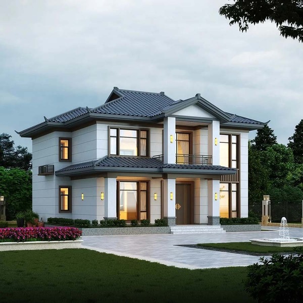 Mẫu 2: Thiết kế biệt thự Trung Quốc đẹp, đường nét tối giản, tổng thể rất hài hòa