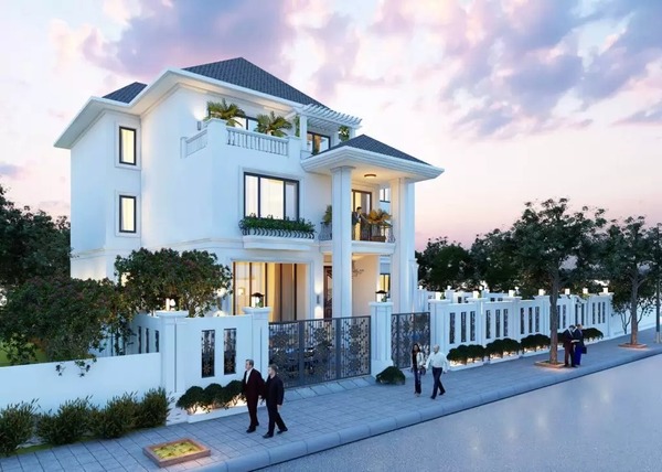 Mẫu 2:Biệt thự 3 tầng kiểu pháp mái Thái thanh thoát phù hợp khí hậu Việt