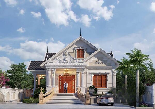 Mẫu 2: Mẫu biệt thự mái Thái 1 tầng tân cổ điển hiện đại đẹp tinh tế