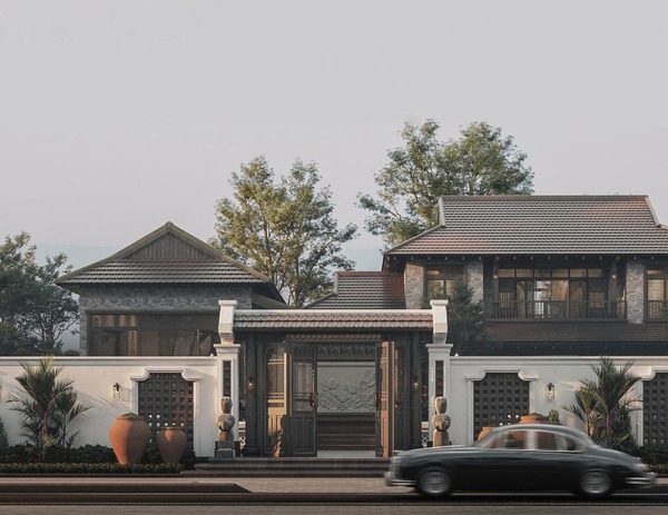 Mẫu 4: Biệt thự kiểu Trung Quốc đẹp nổi bật, kiến trúc sang trọng và đầy cuốn hút