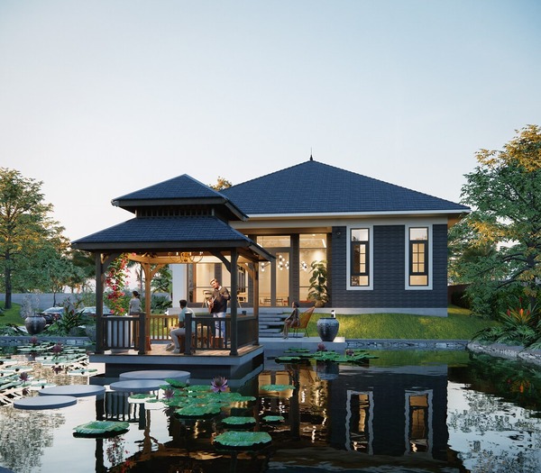 Mẫu biệt thự 1 tầng hiện đại có sân vườn