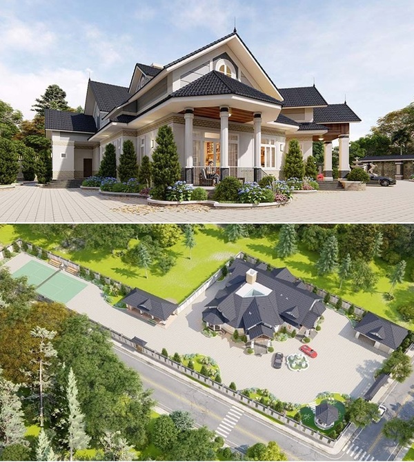 Mẫu nhà biệt thự vườn 1 tầng mái Thái sang trọng, thoáng đãng