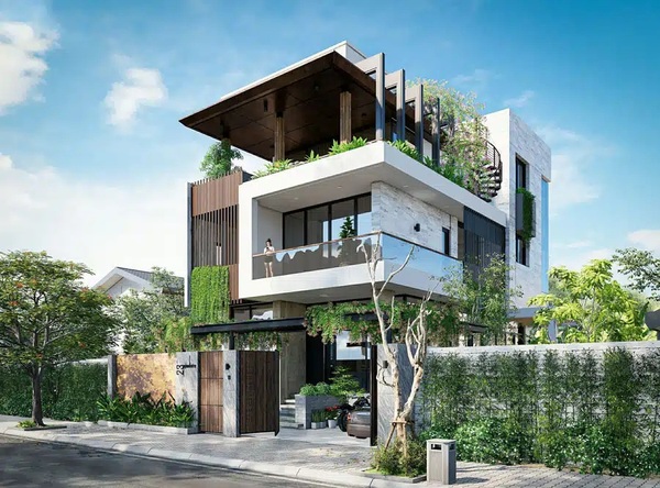 Mẫu 1: Hồ bơi ngoài trời kết hợp cảnh quan xanh mát