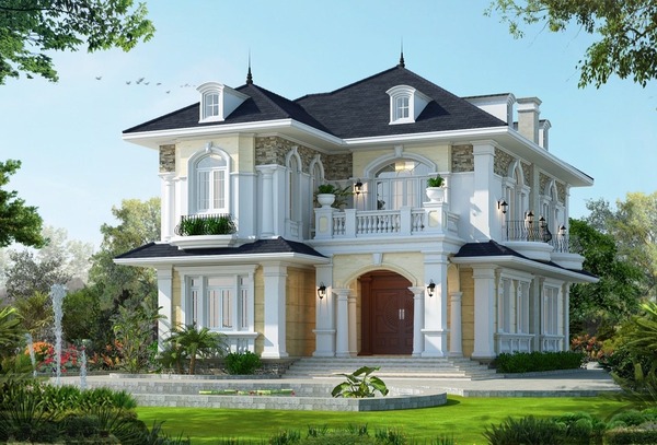 Mẫu 1: Biệt thự 2 tầng mái Nhật được nhiều gia đình lựa chọn